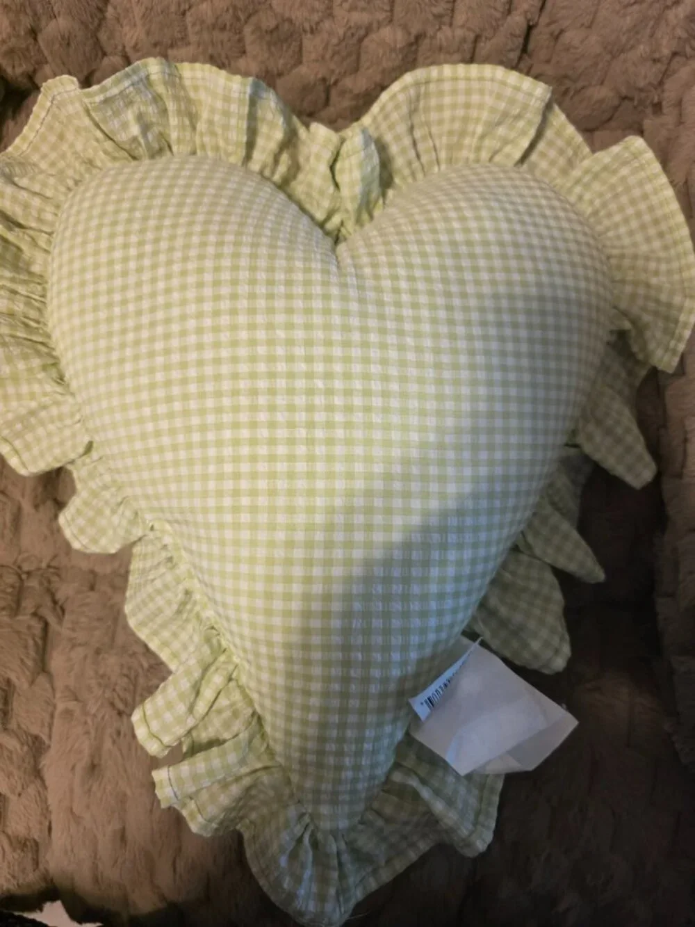 Hot Mess Express Ruffled Trim Heart-Shaped Accent Pillow - New with No Tags